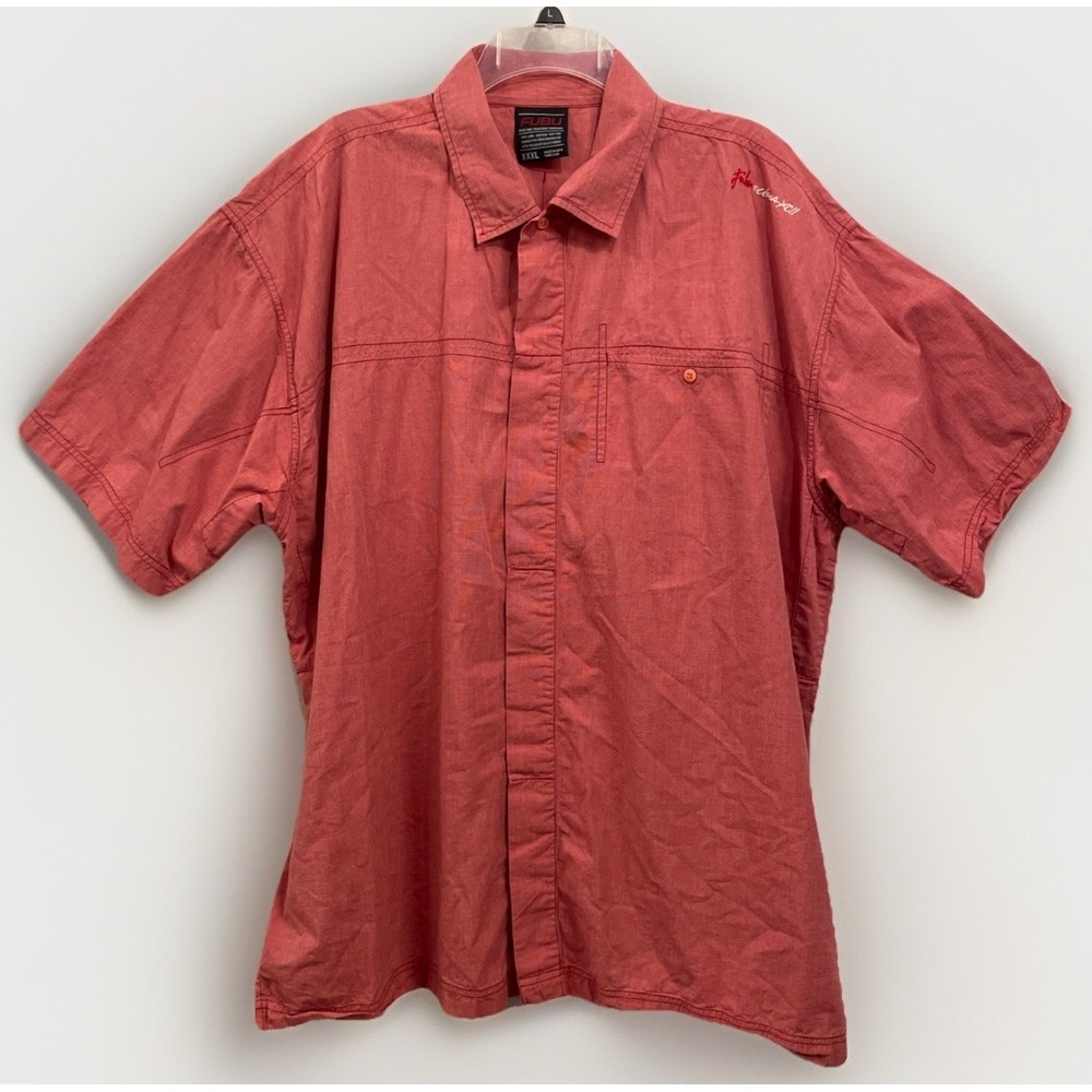 FUBU Y2K Retro Short‎ Sleeve Button Down Camp Shirt Men's Size 3XL Streetwear